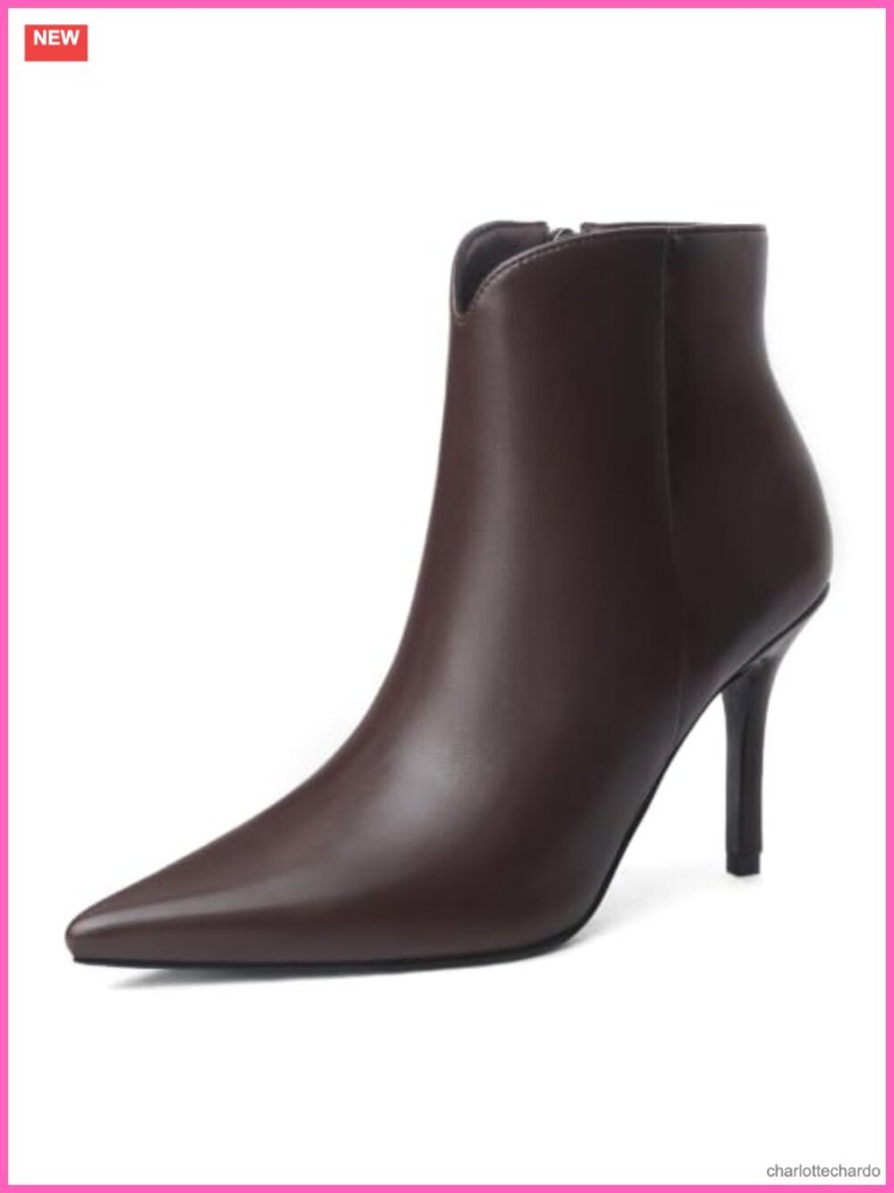 Lizeth Women's Faux Leather Pointed Toe Stiletto Ankle Boots Brown